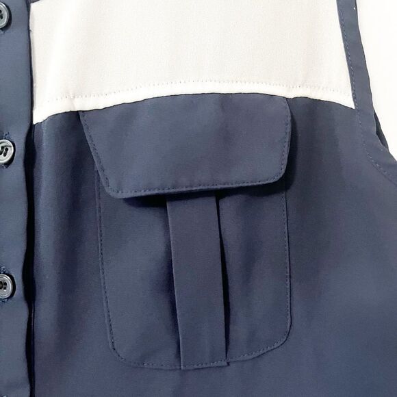 Tiara Women’s Navy Blue & White Sleeveless Blouse Size S - Picture 4 of 6